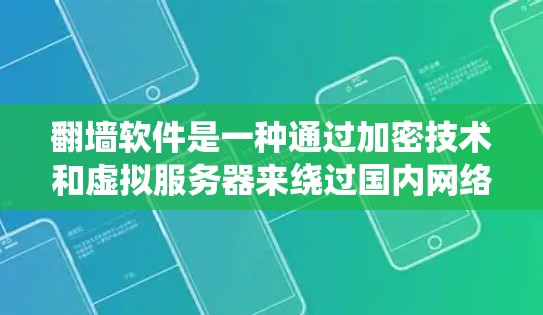 翻墙软件是一种通过加密技术和虚拟服务器来绕过国内网络的工具，广泛应用于全球范围内的用户和企业。以下是对翻墙软件的详细介绍