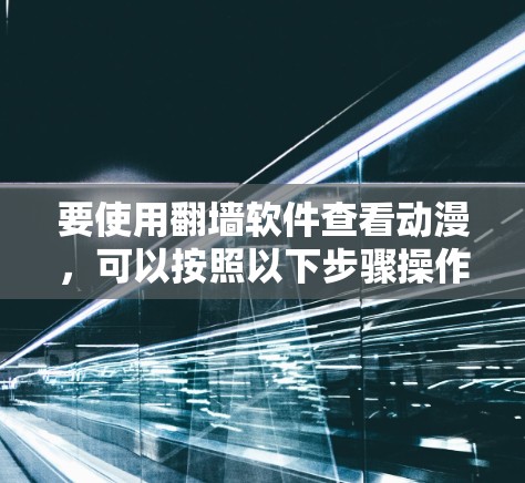 要使用翻墙软件查看动漫，可以按照以下步骤操作