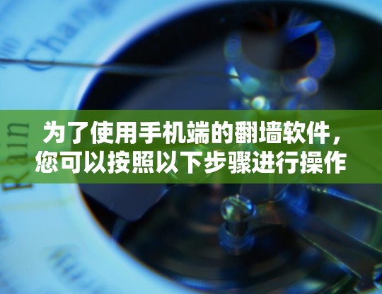 为了使用手机端的翻墙软件，您可以按照以下步骤进行操作